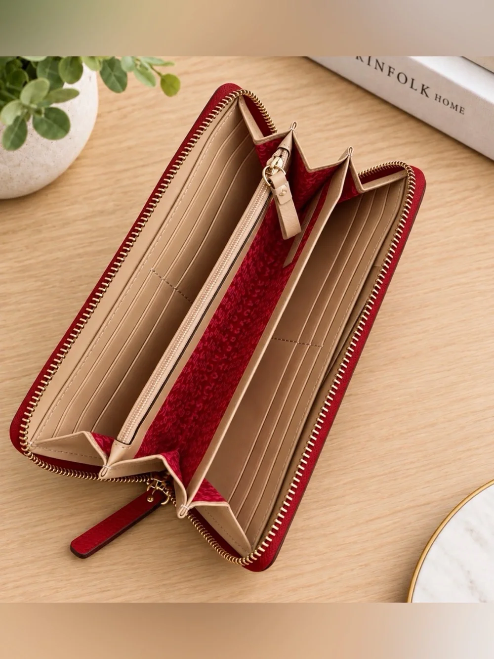 NIB Kate Spade Wellesley Neda Red Leather Zip Around Wallet-Original Price $198